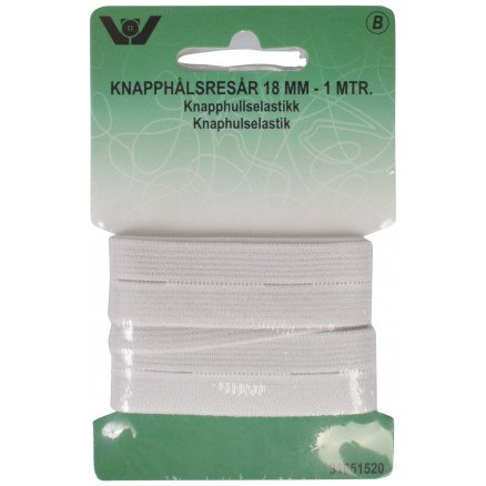 Vj Green Hull Elastikk Hvit 18mm 1m