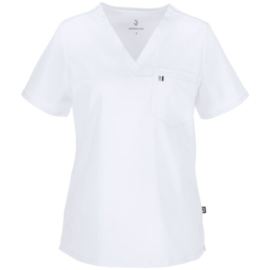JOBELINE Aversa Damekittel i Tencel med V-hals og kort erm - Hvit, Størrelse XS JOBELINE Aversa Damekittel i Tencel med V-hals og kort erm - Hvit, Størrelse XS