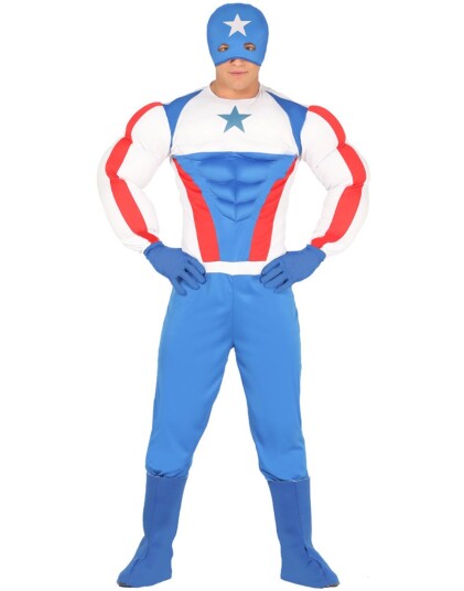 Fiestas Guirca Captain America Inspirert Herrekostyme med Muskler Fiestas Guirca Captain America Inspirert Herrekostyme med Muskler
