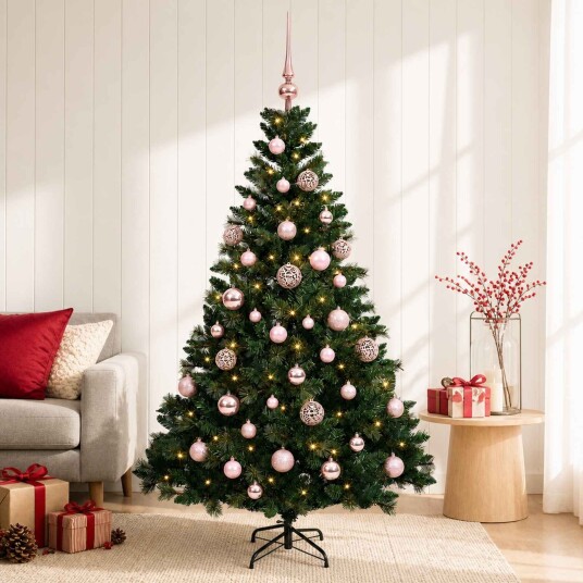 vidaXL Kunstig juletre med kuler 120 cm 150 LED-lys Varmhvit