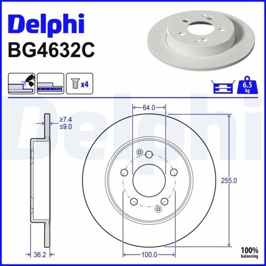 DELPHI BG4632C Bremseskive DELPHI BG4632C Bremseskive