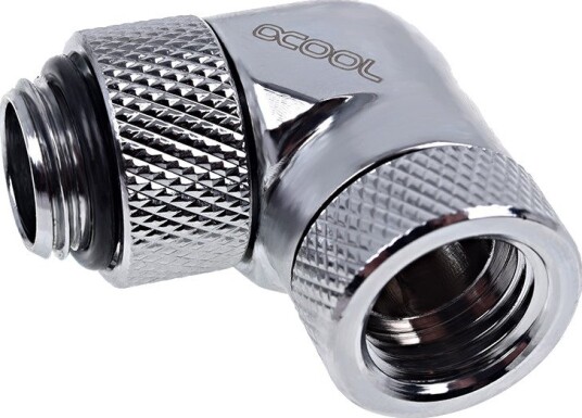 Alphacool Vinkeladapter 90° G1/4" Hann-til-Hunn for Vannkjøling Krom