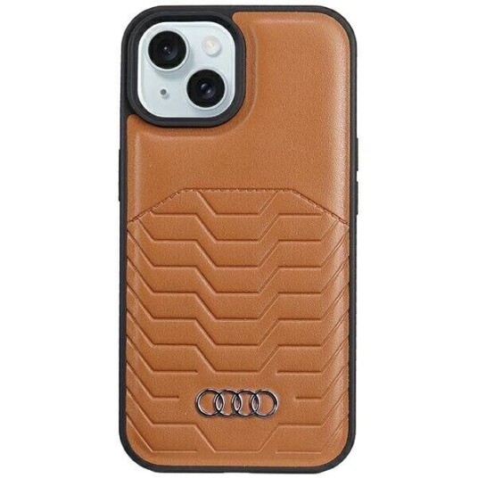 Audi Magsafe Etui i Syntetisk Lær til iPhone 15 Plus/14 Plus 6.7" Brun