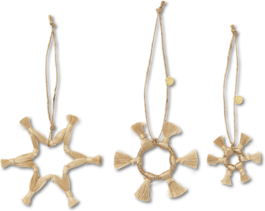 Ferm Living Jute Stars juletreanheng 3 deler Natural