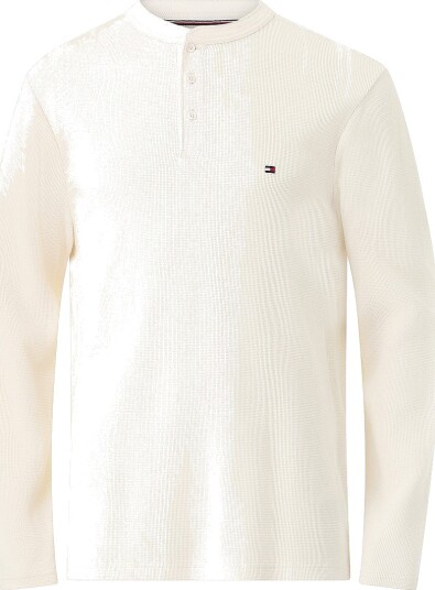 Tommy Hilfiger T skjorte Waffle Texture Longsleeve Henley Gul