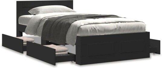 Sengeramme med hodegavl svart 100x200 cm konstruert tre 8721102855818