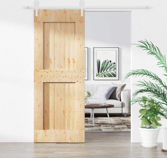vidaXL Skyvedør Naturlig og Hvit 80 x 210 cm Massiv Furu Tre vidaXL Skyvedør Naturlig og Hvit 80 x 210 cm Massiv Furu Tre