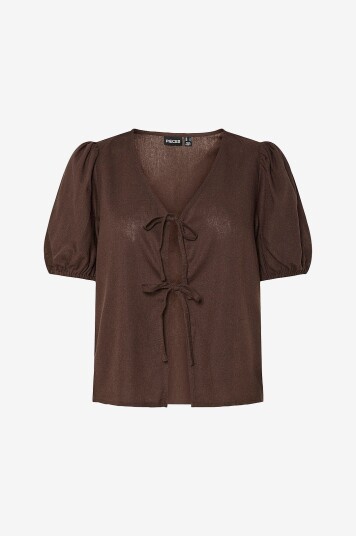 pieces - Bluse pcFrieda SS Wvn - Grå pieces - Bluse pcFrieda SS Wvn - Grå