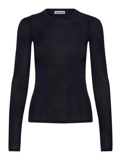 Weekday Soft Sheer Long Sleeve Top - Black - S