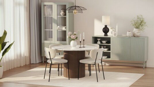 Andrarum Uppveda Rundt Spisebord 120 cm med 4 Gemmiano Stoler Brun