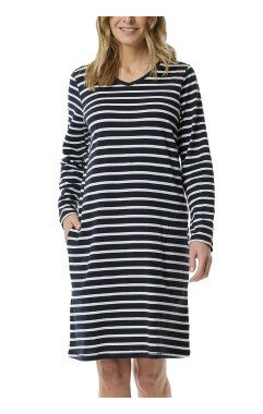 Schiesser Women Longsleeve Nightdress BlA/Hvit bomull 50 Dame