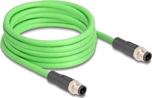 Delock Nettverkskabel 4 Pins M12 Hann Til 4 Pins M12 Hann 5 M 6.5 Mm Sf/Utp D Kodet Grønn