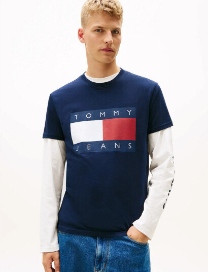 Tommy Jeans Tjm Reg Big Flag Ss Tee Ext - Navy - S