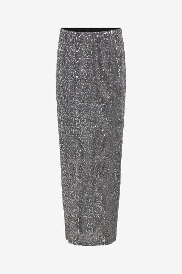 Vila Paljettskjørt viSanadu HW Glitter Maxi Skirt Sølv