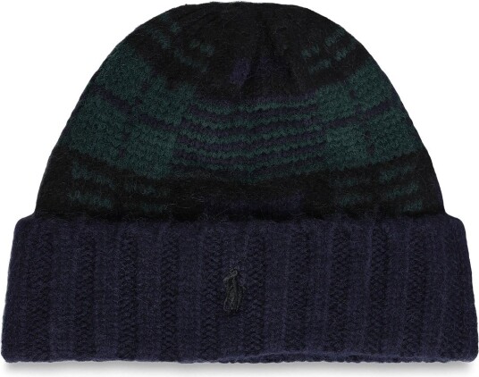 Polo Ralph Lauren Plaid Brushed Wool-Blend Beanie - BLACKWATCH - One Size