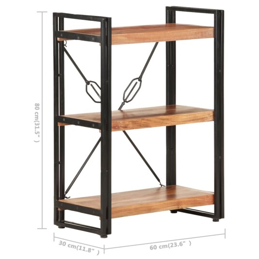 vidaXL Bokhylle 3 etasjer 60x30x80 cm heltre akasie vidaXL Bokhylle 3 etasjer 60x30x80 cm heltre akasie