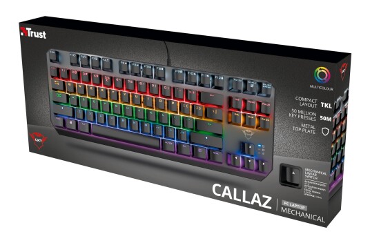 Trust GXT 834 Callaz Gaming Tastatur TKL Mekanisk RGB Nordisk Svart Trust GXT 834 Callaz Gaming Tastatur TKL Mekanisk RGB Nordisk Svart