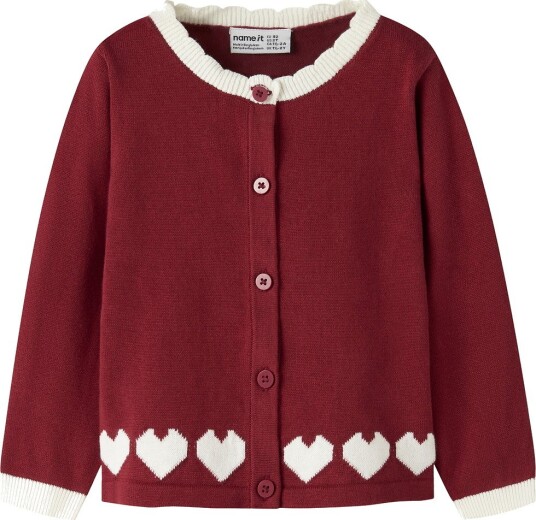 Name It Cardigan Strikk NMFRALBOS Rød Dahlia Name It 1½ år (86) Cardigan Bordeaux Hvit