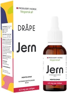 Dråpe Vegansk Jern Mentolsmak 30ml Dråpe Vegansk Jern Mentolsmak 30ml