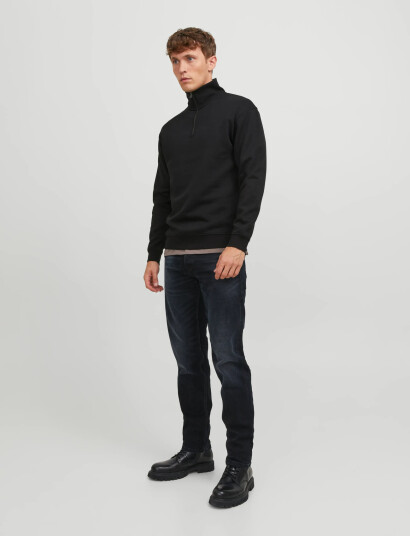 Jack & Jones Jjebradley Sweat Half Zip Noos - Black - XL