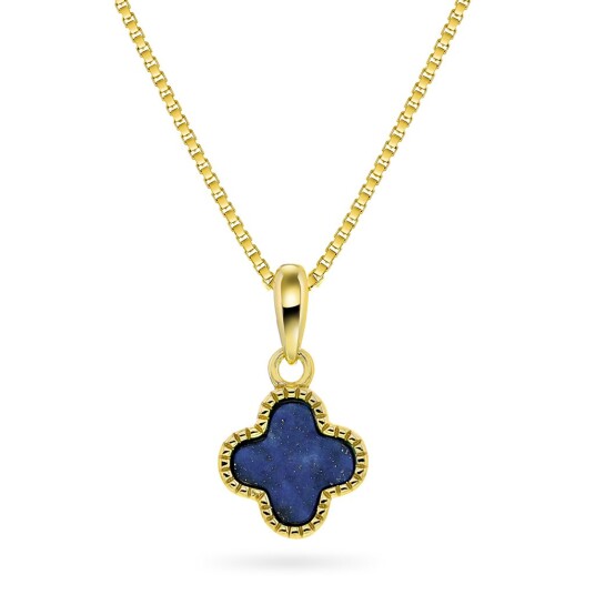 Pan Jewelry Kløver smykke i 925 forgylt sølv med havblå lapis lazuli
