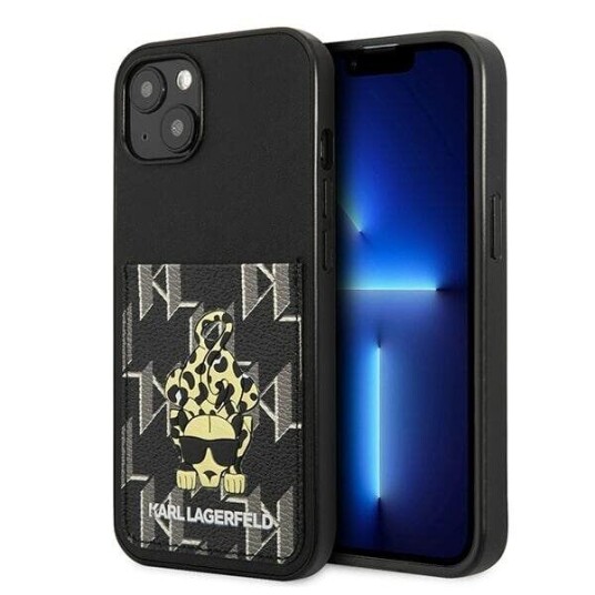 Karl Lagerfeld Mobildeksel til iPhone 13 Karlimals Kortholder Svart