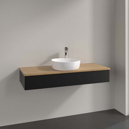 Villeroy & Boch  Antao Servantskap med 1 skuff 120x50x19 cm u/lys Sort Matt/Eik