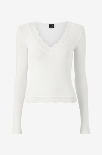 Gina Tricot Topp Lace Detail Hvit