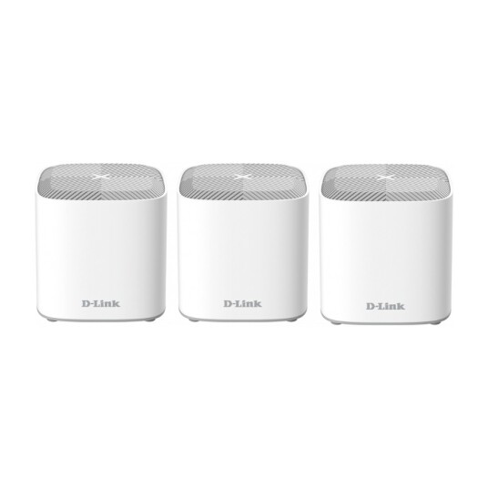 D-Link COVR-X1863 Meshrouter Wi-Fi 6 3-pakning Dualband 1800 Mbps Hvit