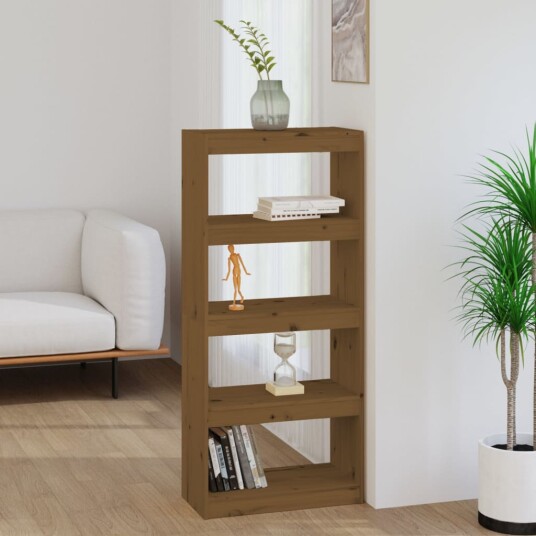 vidaXL Bokhylle/romdeler brun 60x30x135,5 cm heltre furu