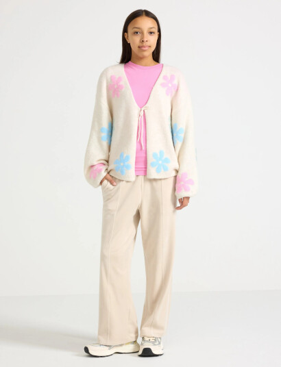 Lindex Wide Trousers In Velour Cream 164