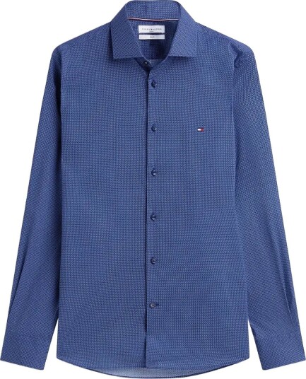 Tommy Hilfiger Cl Micro Print Shirt - CARBON NAVY MULTI - 40