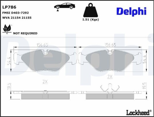 DELPHI LP786 Bremseklosser DELPHI LP786 Bremseklosser