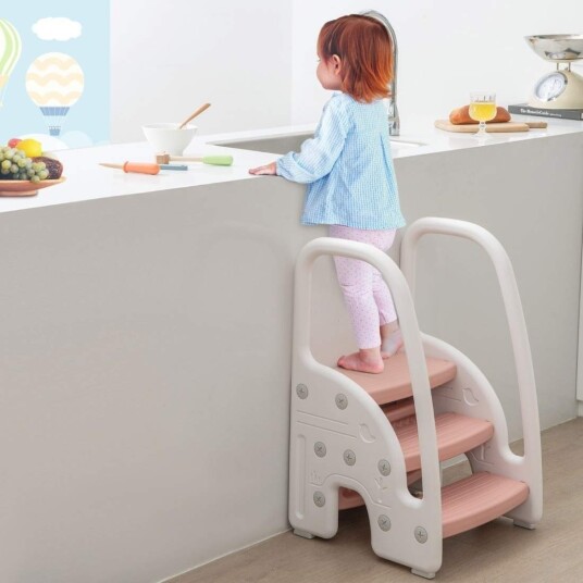 3 trinns krakk for barn klatrehjelp med sikkerhetshåndtak 50 kg bæreevne rosa 3 trinns krakk for barn klatrehjelp med sikkerhetshåndtak 50 kg bæreevne rosa