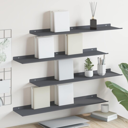 vidaXL Flytende hylle 4 pcs Antrasitt 80 x 18 x 2,5 cm Stål