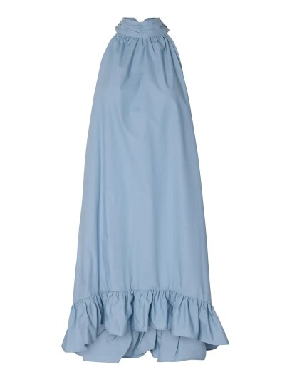 Selected Slfdelia Regular Short Halterneck Dress - Blue - 40