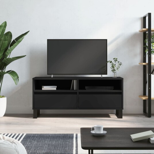 TV benk svart 100x34,5x44,5 cm konstruert tre