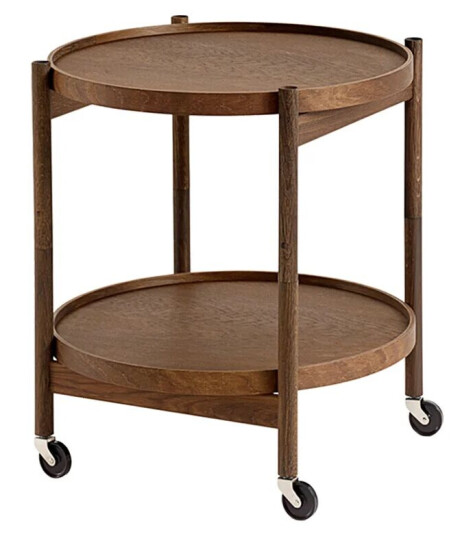 Brdr. Krüger Bølling Tray Table model 50 rullebord eik røkt, røkt oljet eikestativ