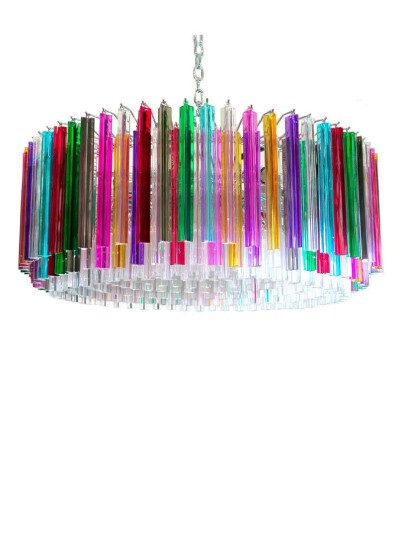 Murano lysekrone - Triedri Rund - 391 prismer - Multi/Transparent Krom blank