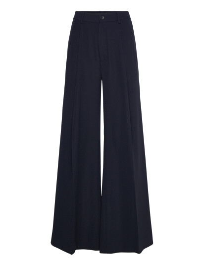 Lauren Ralph Lauren Double-Faced Georgette Wide-Leg Pant - Navy - 40