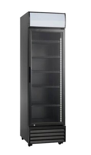 Scandomestic 198 cm Display Kjøleskap med Glassdør og LED-lys SD 417 BE