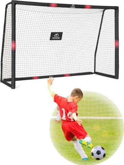 Mzone Fotballmål I Metall Svart Beskyttelsestrekk 240x160x85cm