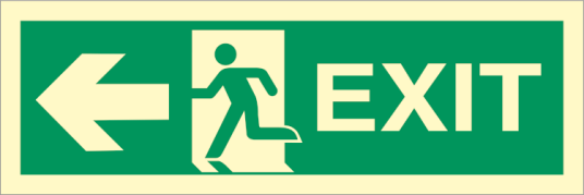 Jo Safety Exit left, arrow left IMO direction sign 100007 Jo Safety Exit left, arrow left IMO direction sign 100007
