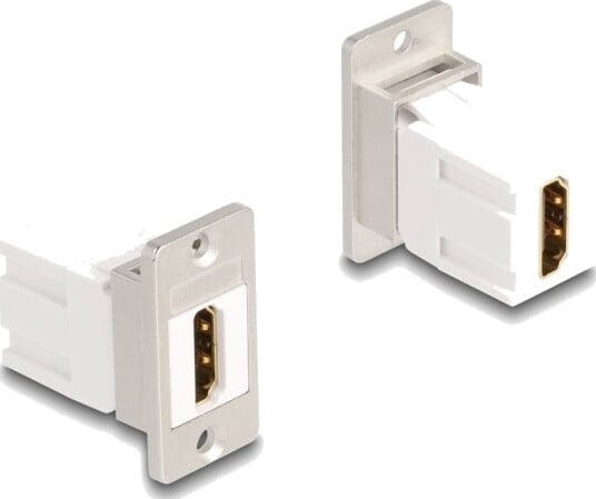 Delock Hdmi Kobler Hdmi Hunn Panelmonterbar Til Hdmi Hunn Hvit Sølv 8 K 60 Hz 7680 X 4320 Støtte Keystone Jakk