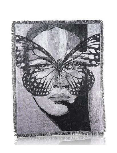 Carolina Gynning Secret Butterfly - Jacquard Plaid Grey Carolina Gynning BLACK/WHITE 130X160CM