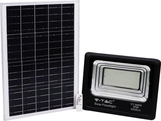 V Tac 50W Solcelle lyskaster LED IP65 Sort arbeidslampe inkl. solcelle fjernkontroll Dimbar : Ikke dimbar Kulør : Nøytral
