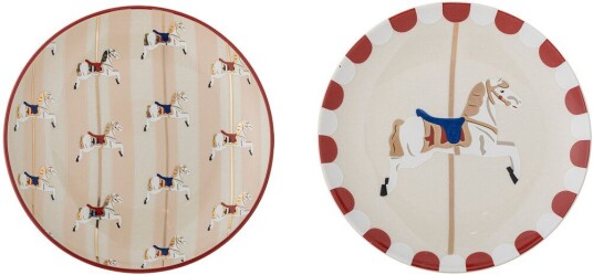 Bloomingville Merry go round tallerken Ø16 cm 2 deler Beige rød
