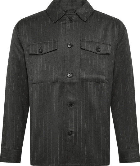 Lindbergh Striped Superflex Overshirt   Grey   L