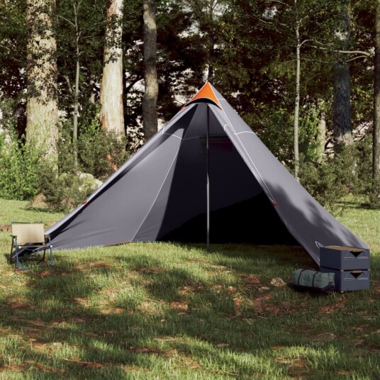  Familietelt tipi for 7 personer grå og oransje vanntett