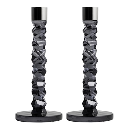 Orrefors Carat Lysestake 24,2 cm 2-pakning Antrasitt Orrefors Carat Lysestake 24,2 cm 2-pakning Antrasitt